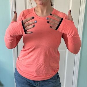 Coral Lululemon athletic long sleeve top!